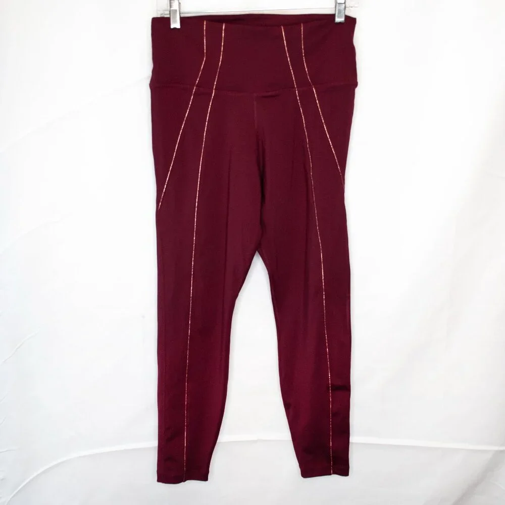 Nike Yoga High Waist Leggings Womens Large L Red Lurex Dri Fit Athletic